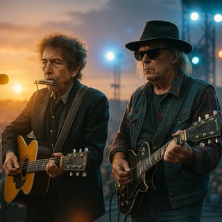 Bob Dylan & Neil Young Live Sunset Show
