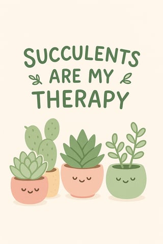 Minimal Succulent Illustration with Typography