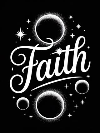 Glowing Faith Design in Black and White