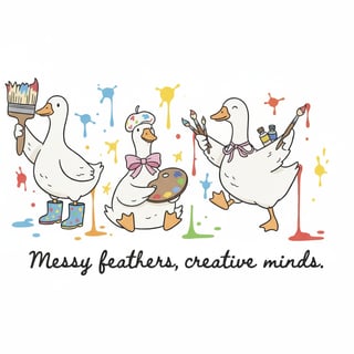 Art Teacher Geese with Paintbrushes