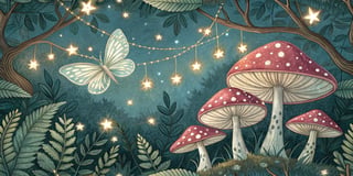 Jewel-Tone Mushroom & Moth Collage