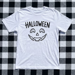 White Halloween T-Shirt with Jack-o'-Lantern Design