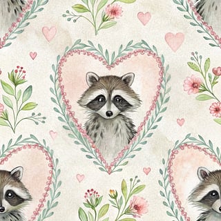 Pastel Watercolor Raccoon Prints