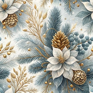 3D Winter Floral Pattern