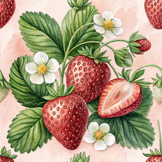 Watercolor Strawberries with Psalm 34:8
