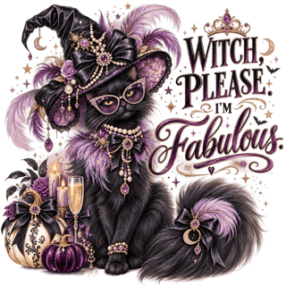Glamorous Watercolor Halloween Cat