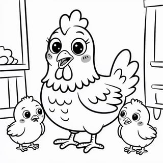 Animated Hen with Chicks