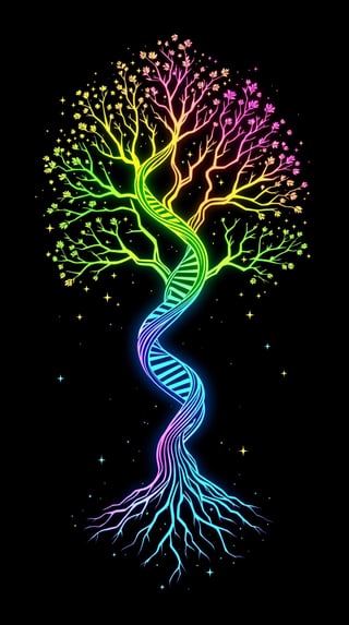 Neon DNA Tree Vector Art