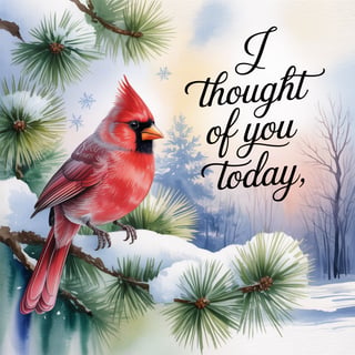 Winter Cardinal Watercolor Scene