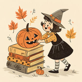 Vintage 1940s Halloween Illustration
