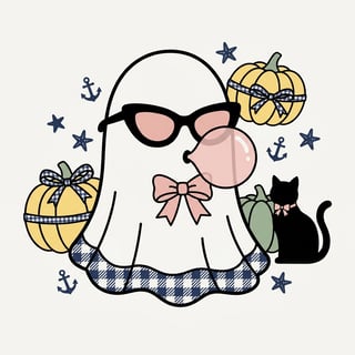 Coastal Preppy Fall Ghost Sticker