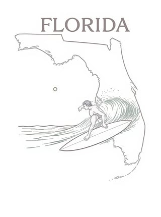 Florida Surf Line Art Design