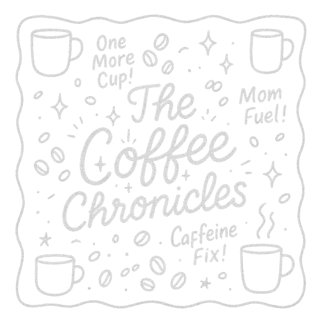 White Line-Art Coffee Doodle Design