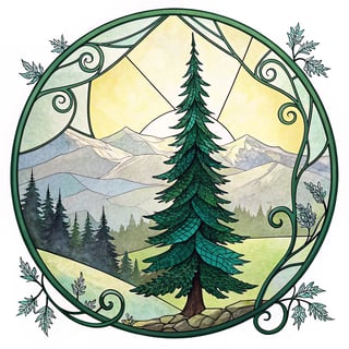 Stained Glass Pine Tree Medallion