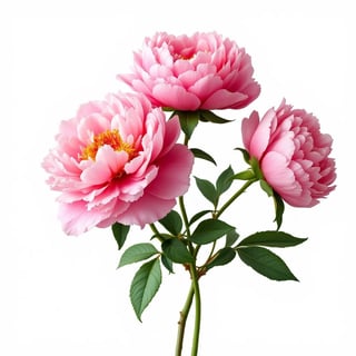 Photo-Realistic Peonies on White