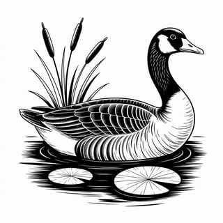 Black and White Goose Illustration