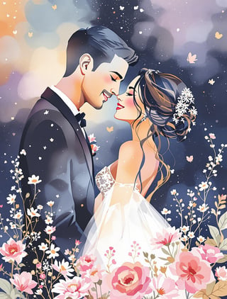 Watercolor Wedding Greeting Card