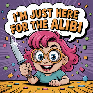 Bubbly Character Holding Knife