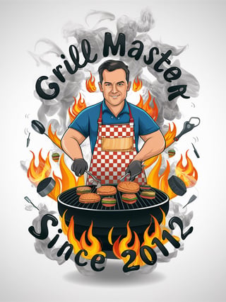 Dad Grilling Burgers with Smoke Art