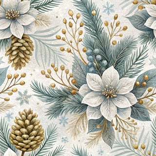 3D Winter Floral Pattern