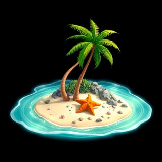 Tropical Island Digital Art Illustration
