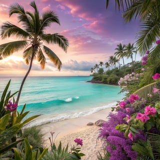 Elegant Tropical Beach and Ocean Scene