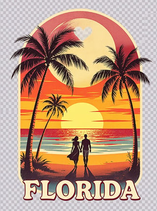 Retro Florida Valentine Shirt Design