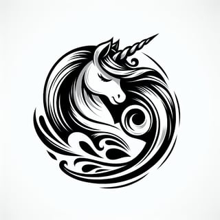 Elegant Black and White Unicorn Tattoo