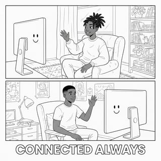 Black and White Line Art: Connected Always