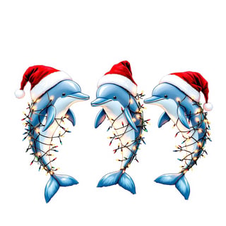 Boho Dolphins with Christmas Lights