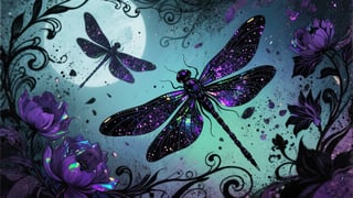 Gothic Dragonflies Digital Artwork