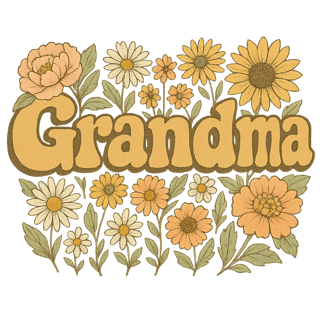 Retro Bubble Letters with Wildflowers