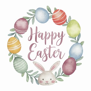 Floral Easter Wreath Illustration