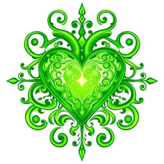 Bright Green Fantasy Heart Illustration