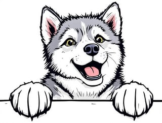 Excited Husky Dog Illustration