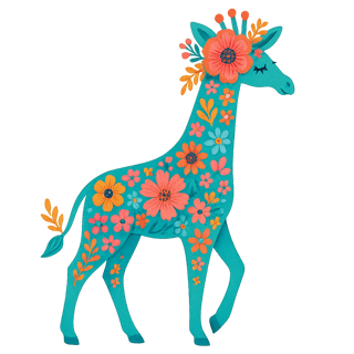 Boho Floral Giraffe Illustration