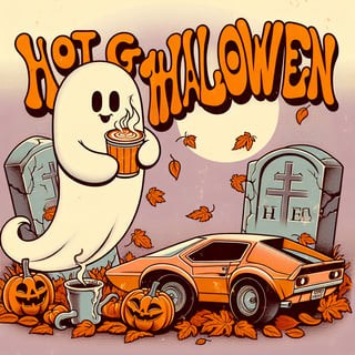 Retro Halloween Ghost Cartoon