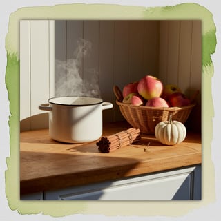 Autumn Kitchen Scene with Spiced Cider
