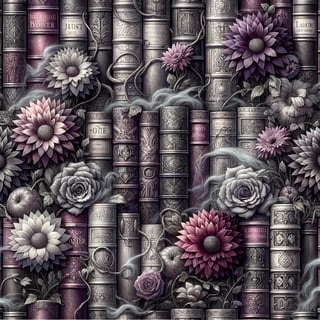 Gothic Books and Daisies Pattern