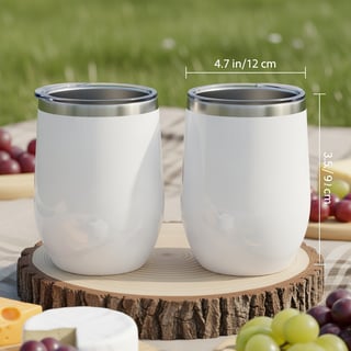 Glossy White Stainless Steel Wine Tumblers