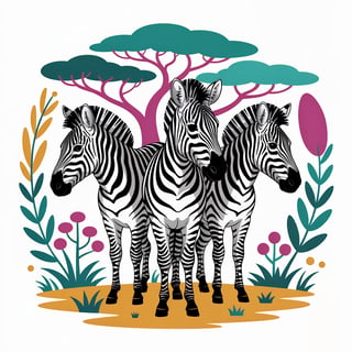 Central Zebras in Colorful African Circle
