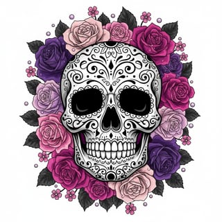 Hyper Realistic Sugar Skull with Roses