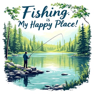 Fishing My Happy Place Postcard