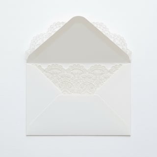 White Lace Envelope on White Background