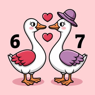 Valentine Cartoon Geese Illustration