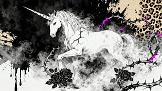 Gothic Spectral Unicorn Illustration