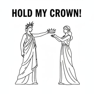 Statue of Liberty Passing Crown Line Art