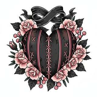 Vintage Black Leather Heart Tattoo