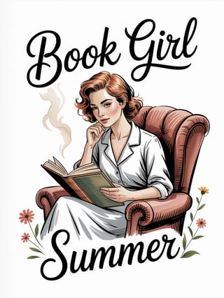 Whimsical Book Girl Summer Design