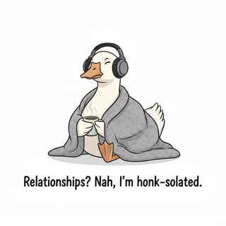 Funny Introverted Goose Illustration